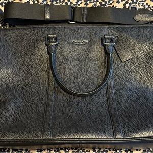 Coach Black Pebbled Leather Caleb work bag